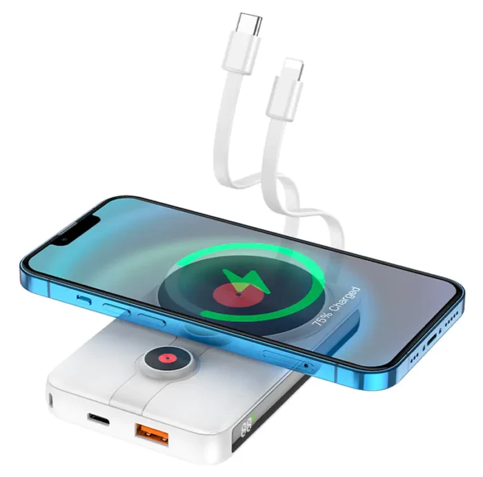 Power bank 10000mAh J92 Path wireless charging + built-in cables - Image 1
