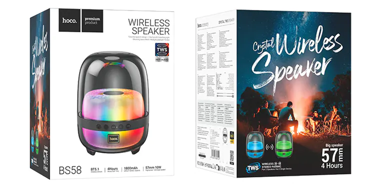 Wireless speaker BS58 Crystal portable loudspeaker box